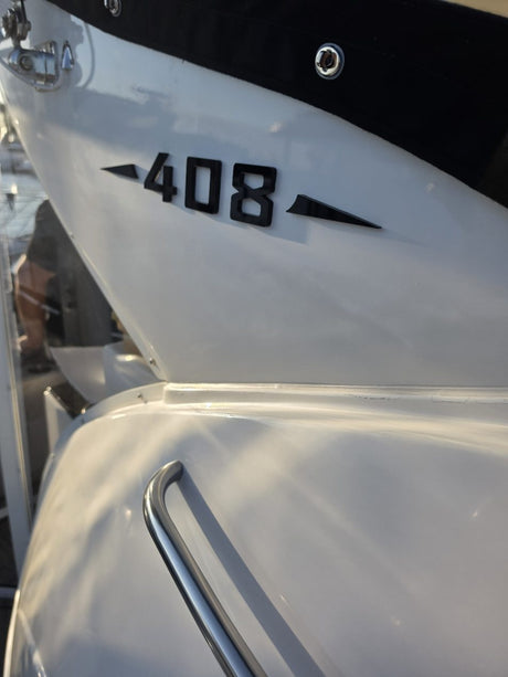 Black dimensional 408 model badge